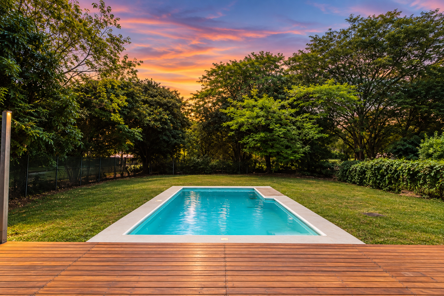 Private swimming pool in a tropical garden